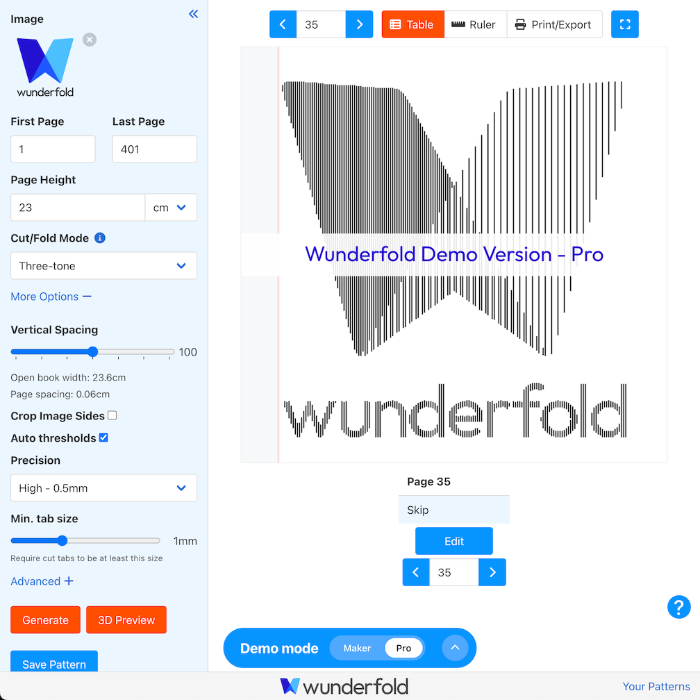 Wunderfold screenshot demonstrating Wunderfold's new demo mode toggle